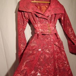 Red Swing Trench/Dress with metallic detailing